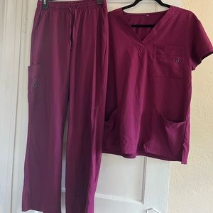 maroon scrub set